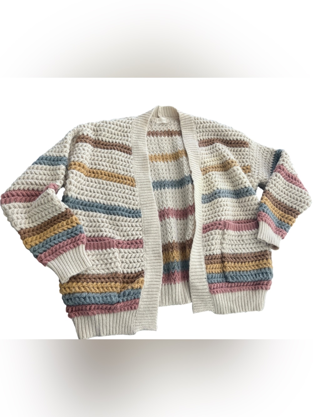 Alter’d state chunky knit fall cardigan striped women’s size medium/large